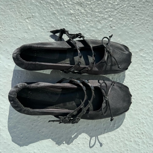 Mango Black Women's Lace-Up Flats - Picture 1 of 3